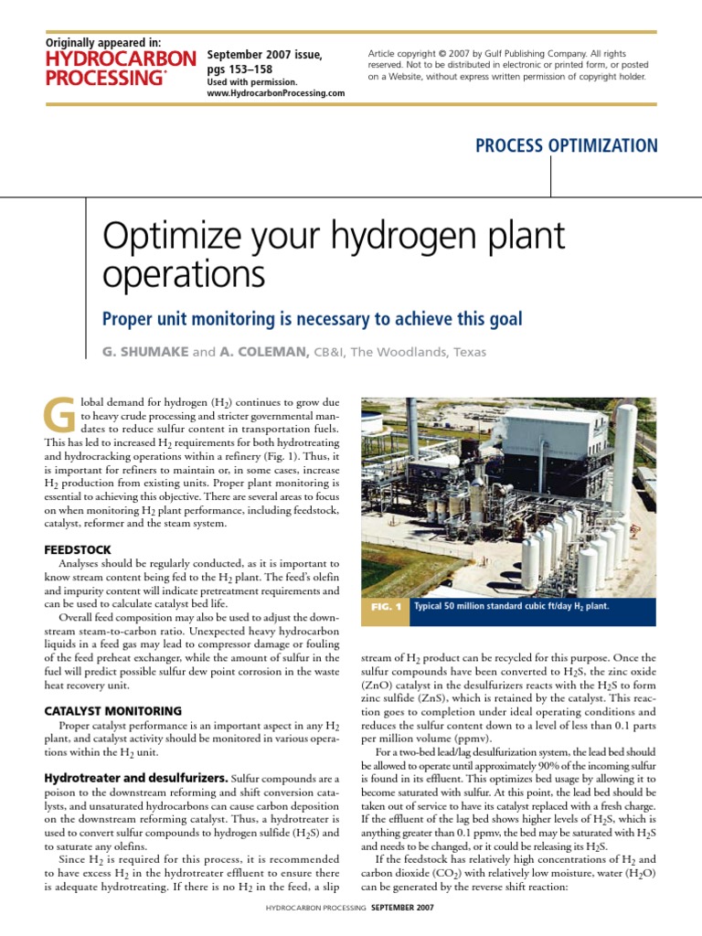 H2 Plant Optimization | PDF | Business