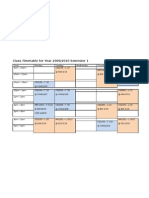 Class Timetable For Year 2009/2010 Semester 1