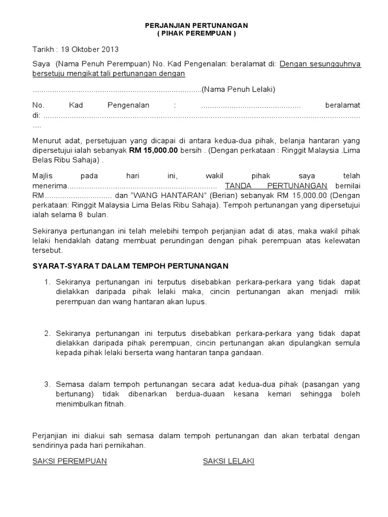 Perjanjian Pertunangan Pdf