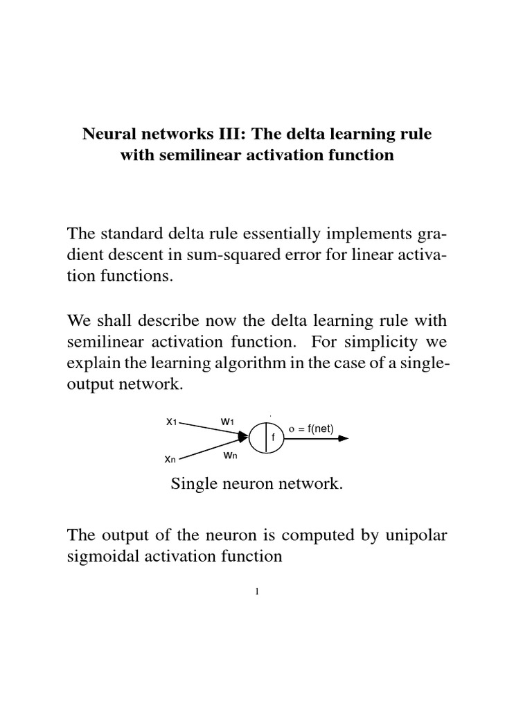 The delta learning rule with semilinear activation function (in pdf ...