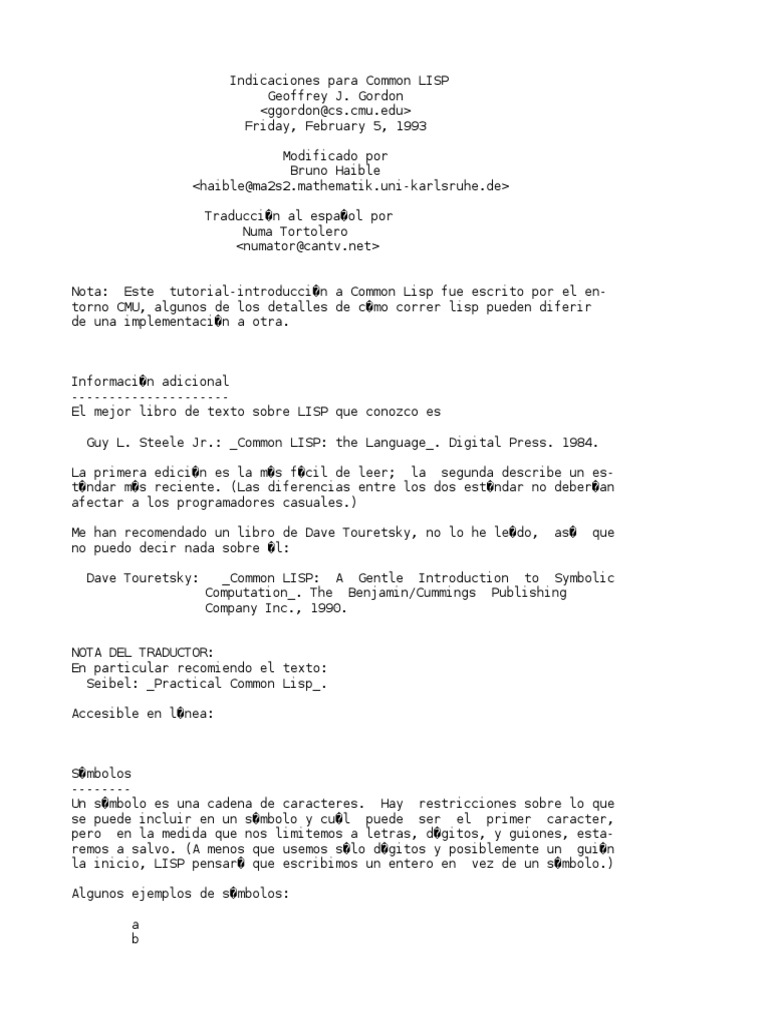 Tutorial de Common LISP en Español | PDF | Áreas de informática ...