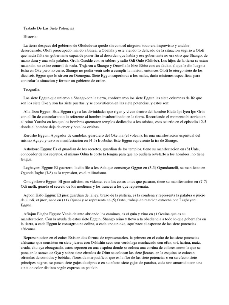 Tratado de Las Siete Potencias | PDF | Santeria | Religión y creencia