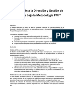 Introducción a la Dirección y Gestión de Proyectos bajo la Metodología PMI