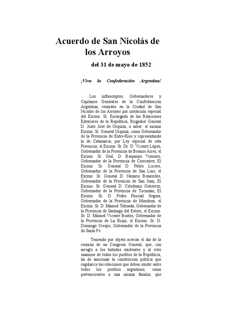 Acuerdo de San Nicolás de los Arroyos 1852.pdf Unión Europea Documentos oficiales