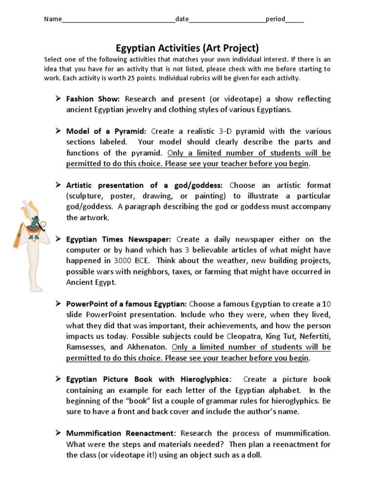 Ancient Egypt Art Project Options | PDF | Ancient Egypt | Egyptian ...