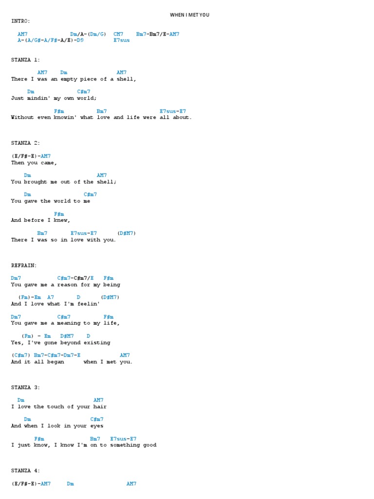 When I Met You Chords Pdf