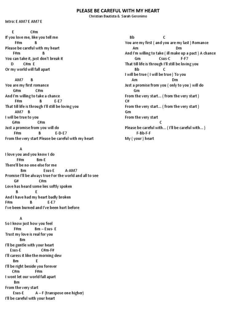 Please Be Careful With My Heart Chords