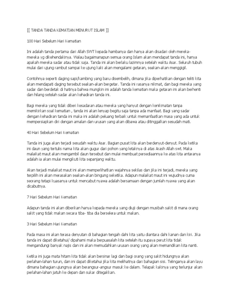 Tanda Tanda Kematian Menurut Islam Pdf