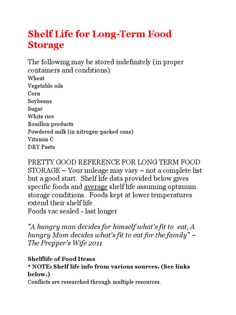 Shelf Life for Long Term Food Storage Herbalism Pasta