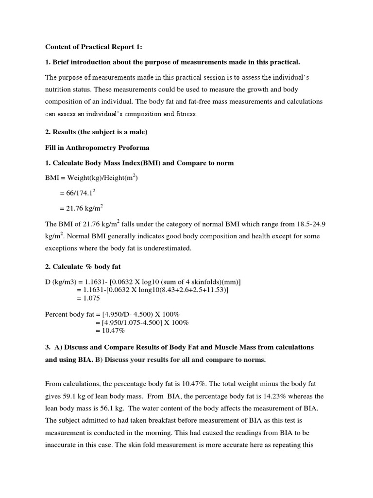 Nutrition Assessment: Body Composition Analysis | PDF