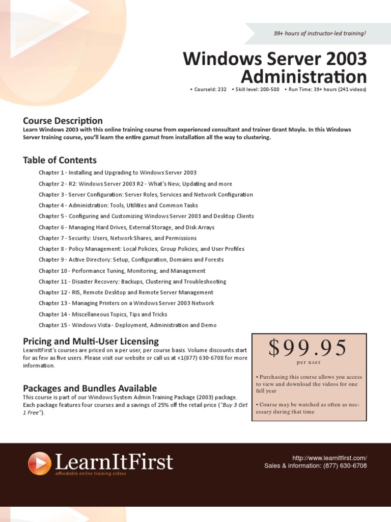 Windows Server 2003 Admin Training Course | PDF | Active Directory ...