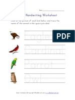 Birds Handwriting Worksheet