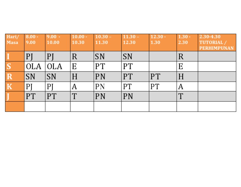 Tutorial Schedule Overview | PDF
