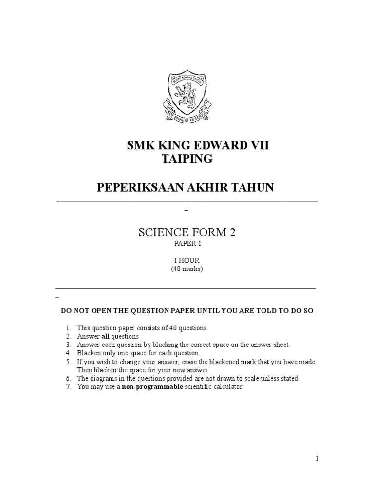 Kertas akhir tahun tingkatan 2  Water Purification 