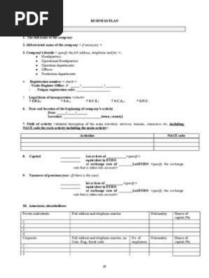 Business Plan Model for Students