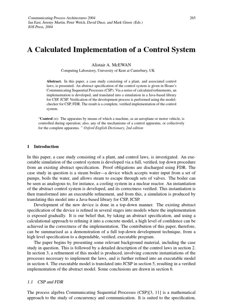 A Calculated Implementation of A Control System | PDF | Computer ...