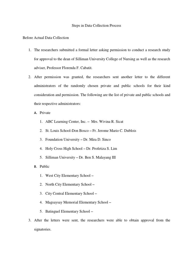 Steps in Data Collection Process | PDF | Questionnaire | Statistics