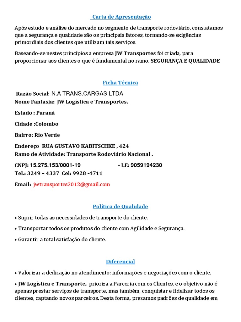 Get Carta De Apresentação Para Logistica most complete  Carta