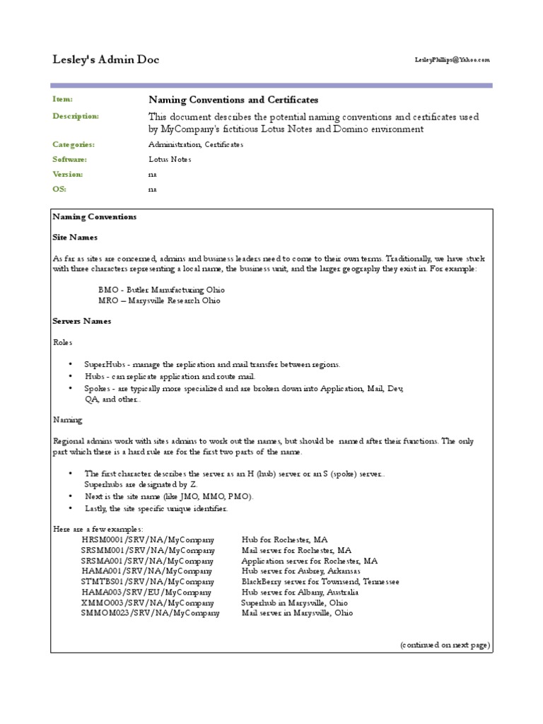 00001Naming Convention and Certs PDF Ibm Notes Distributed