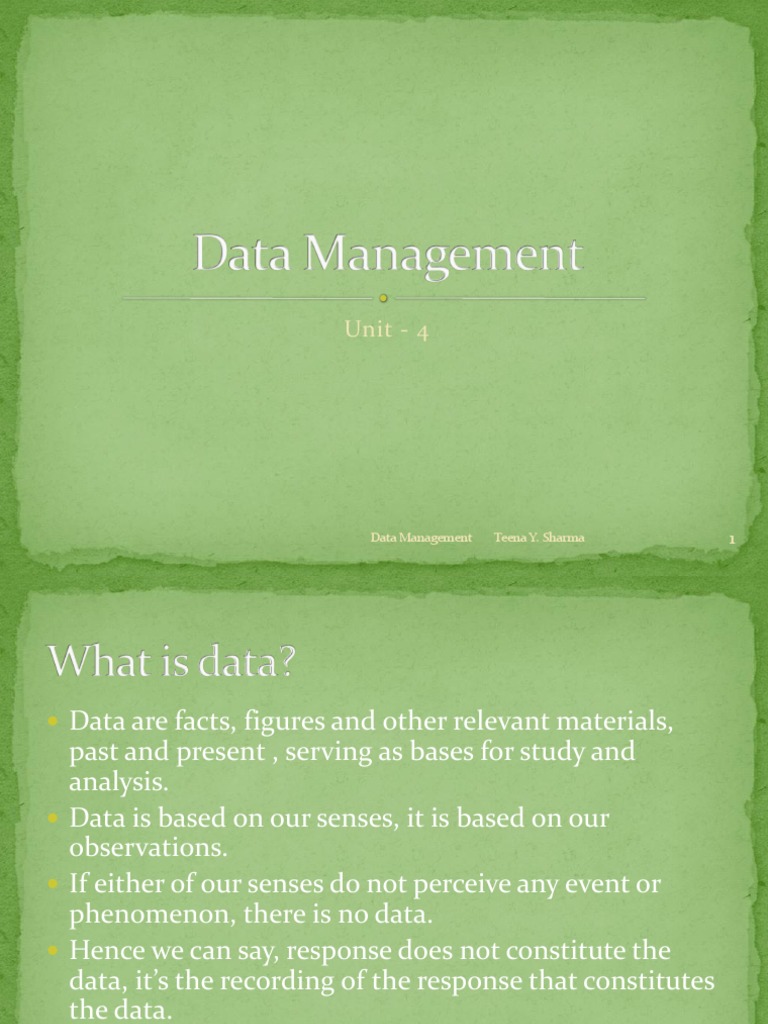 Unit 3 (A) - Data Management | PDF | Observation | Experiment
