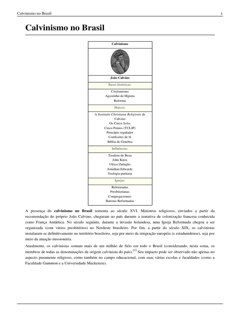 Calvinismo No Brasil | PDF | Calvinismo | Huguenote
