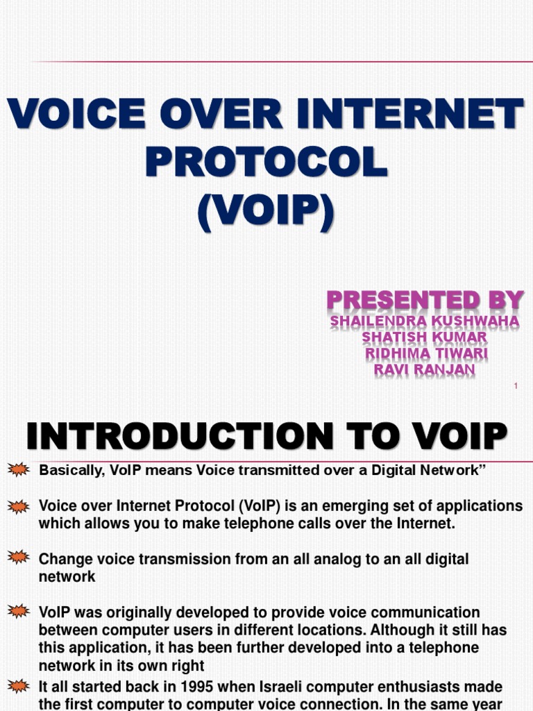 Voice Over Internet Protocol (VOIP) : Presented by | PDF | Voice Over ...
