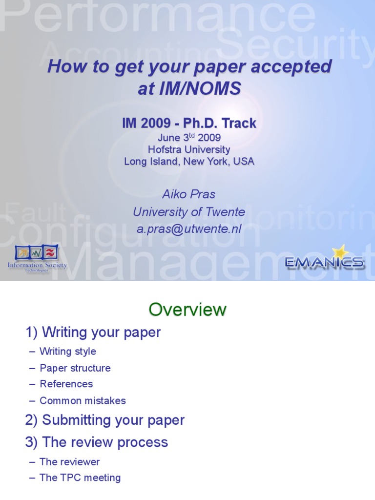 Guide to Paper Acceptance at IM/NOMS | PDF | Quantitative Research