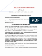 Ley No. 24 - Ley de Cheques Garantizados PDF