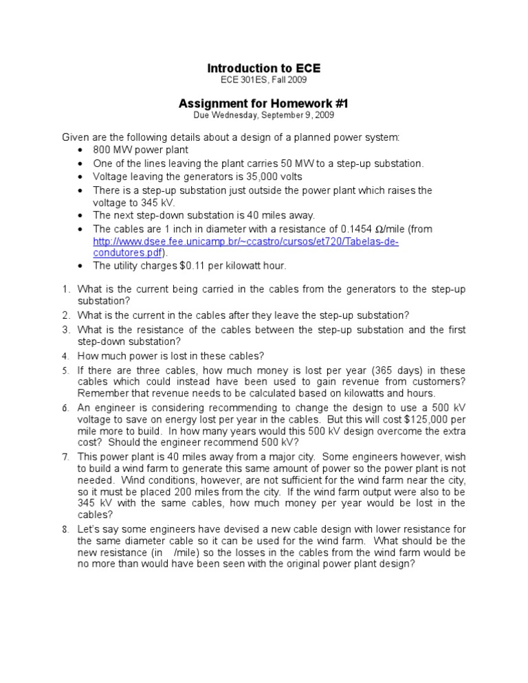 Introduction To ECE Assignment For Homework #1: Condutores PDF | PDF ...