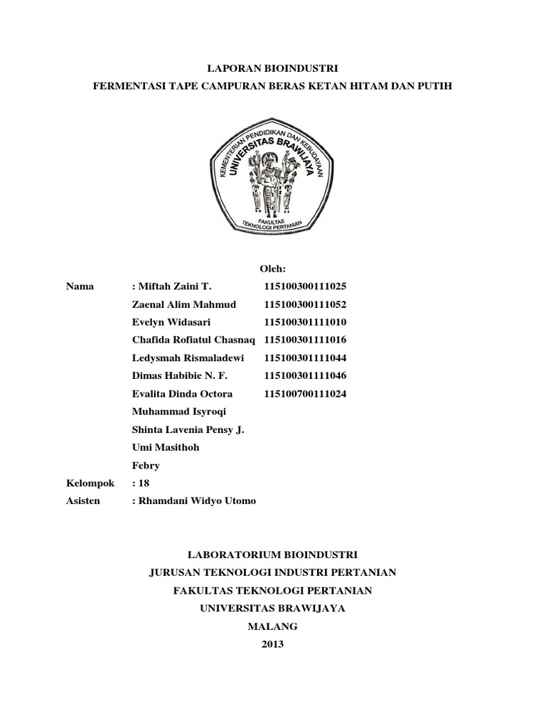 Laporan Pembuatan Tape Ketan Hitam Dan Putih