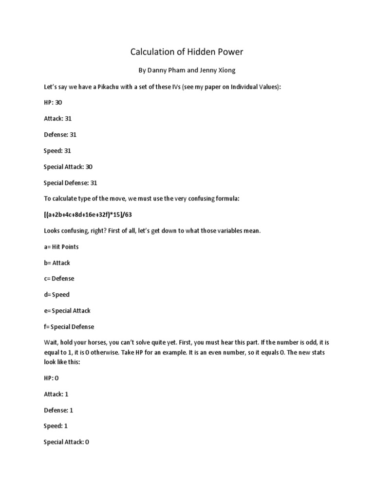 Pokémon Hidden Power Guide PDF