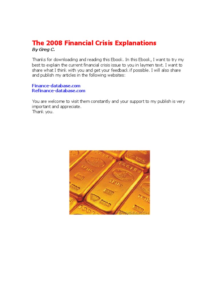 Understanding the 2008 Financial Crisis | PDF | Subprime Lending ...