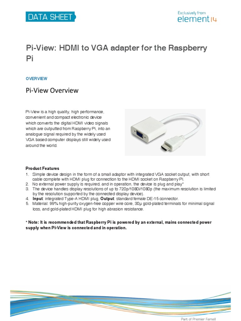 HDMI to VGA Adapter for Raspberry Pi | PDF