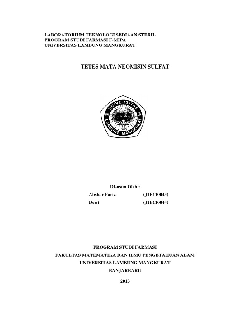 Tetes Mata Neomisin Sulfat Tetes Mata Neomisin Sulfat