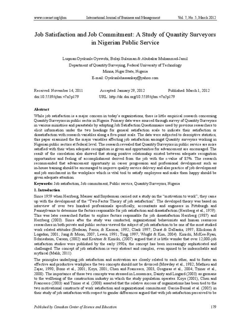 Job Satisfaction and Job Commitment | PDF | Job Satisfaction | Self ...