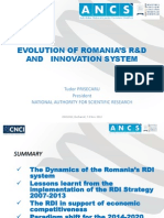 Evolution of Romania'S R&D and Innovation System: Tudor Prisecaru President National Authority For Scientific Research