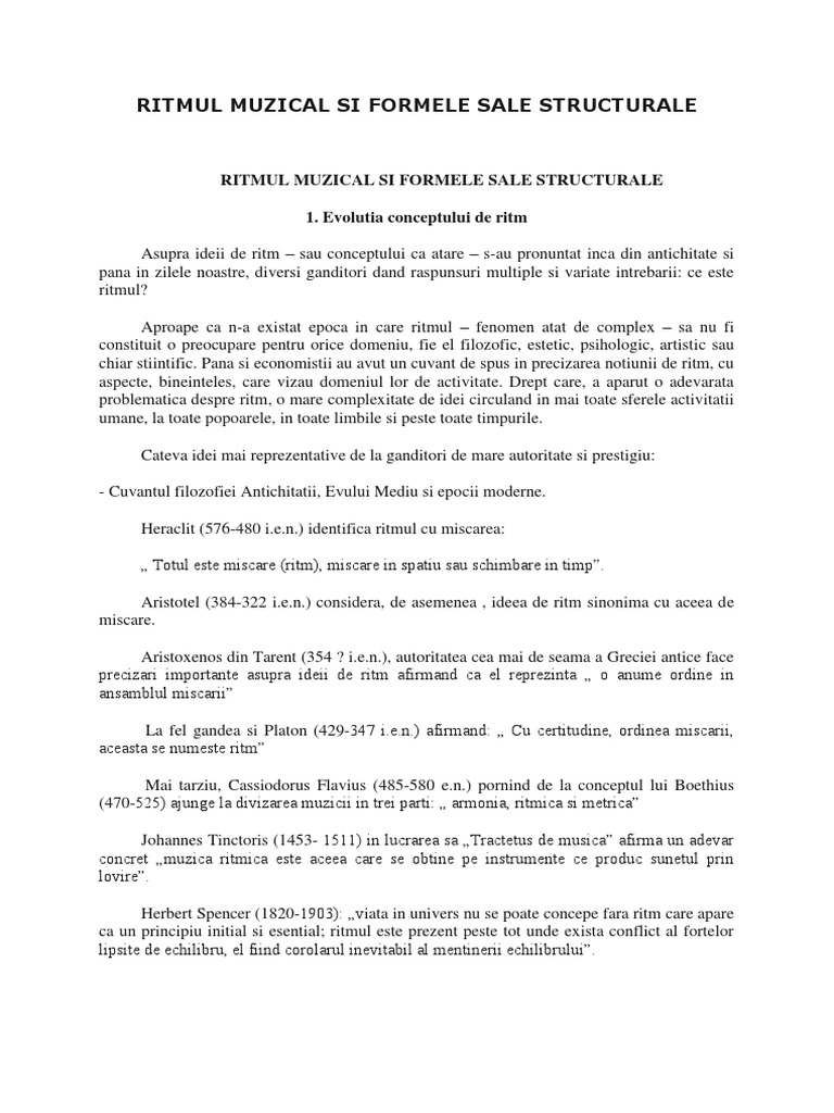 Ritmul Muzical Si Formele Sale Structurale | PDF