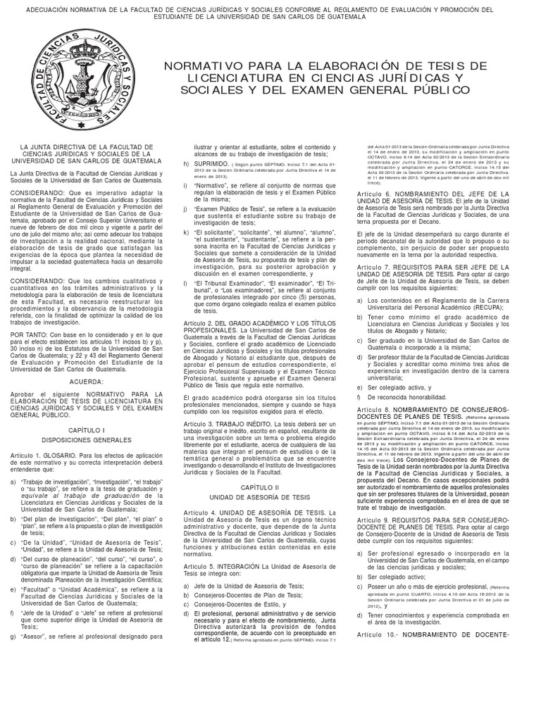 Normativas Para Elaboracion de Tesis USAC