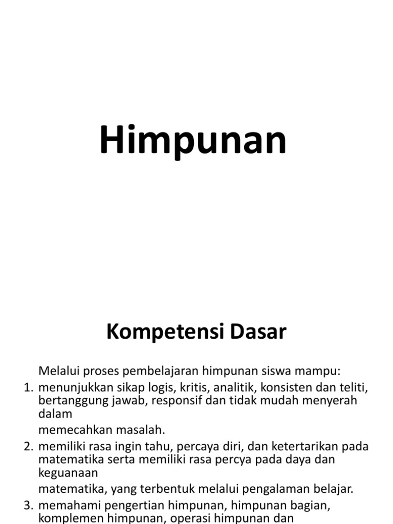 Konsep Himpunan Kelas Vii Kurikulum 2013