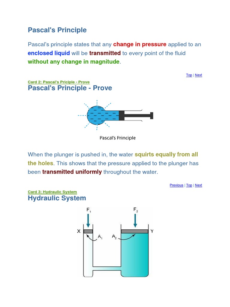 Pascal's Principle Application | PDF