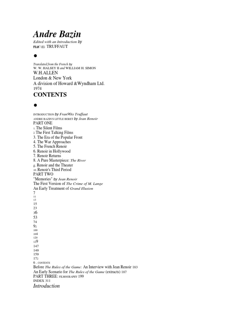 Jean Renoir Andre Bazin Docx Realism Arts Arts General