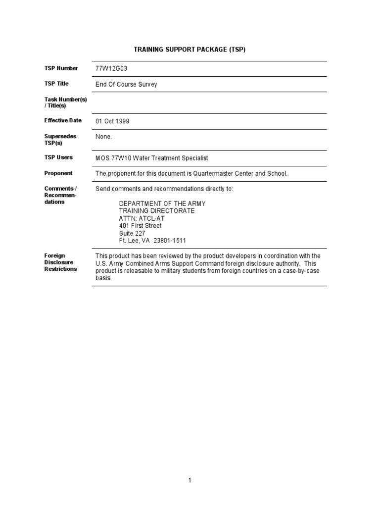 TSP Number TSP Title Task Number(s) / Title(s) Effective Date Supersedes TSP(S) TSP Users