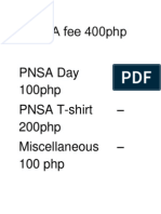 NSA Fee 400php - 100php PNSA T-Shirt - 200php Miscellaneous - 100 PHP