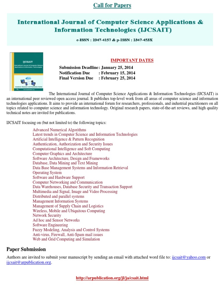International Journal of Computer Science Applications & Information ...