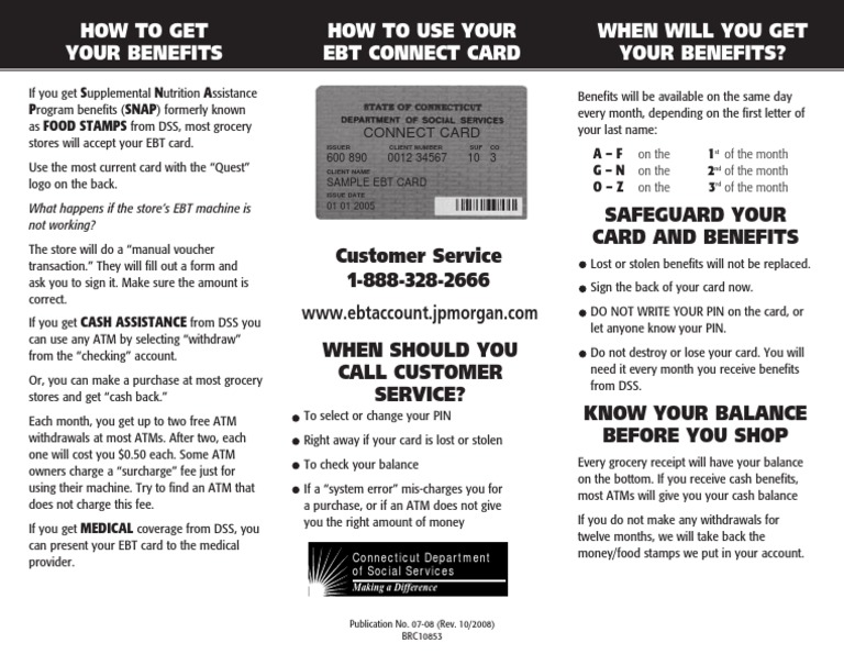 Conn Ebt English Handbook Automated Teller Machine Service Industries