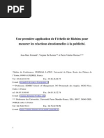 Une Premiere Application de l Echelle de Richins Pour Mesurer Les Reactions Emotionnelles a La Publicite(1)