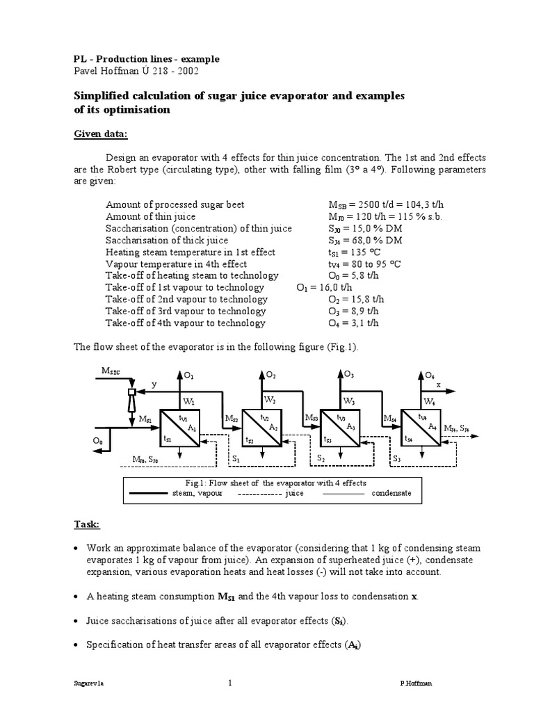 Sugar Juice Evaporator Calculation Guide | PDF | Steam | Heat Transfer