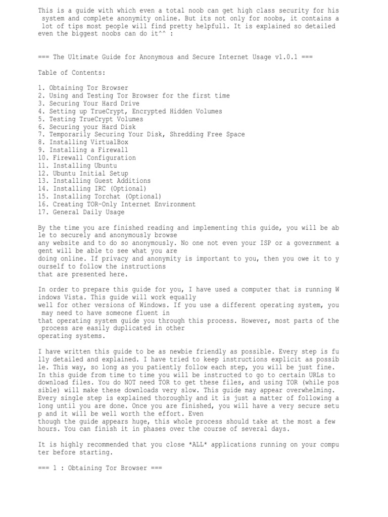 Ultimate Guide to Online Anonymity | PDF | Tor (Anonymity Network ...