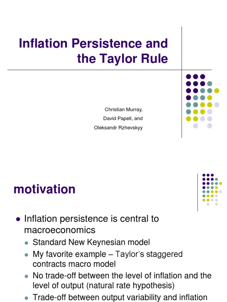 Inflation Persistence and Taylor Rule Analysis | PDF | Taylor Rule ...