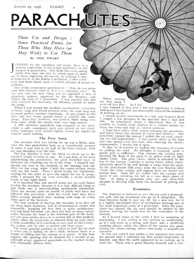 Parachute: Their Use and Design: Some Practical Points For Those Who ...